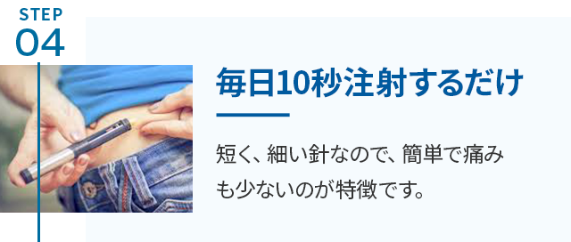 始めるまでの流れ4 / 毎日10秒注射するだけ