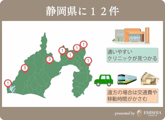 静岡県にあるゼオスキン対応クリニックは12件
