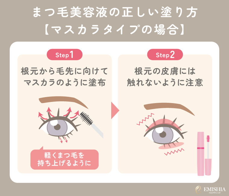 マスカラタイプのまつ毛美容液の塗り方