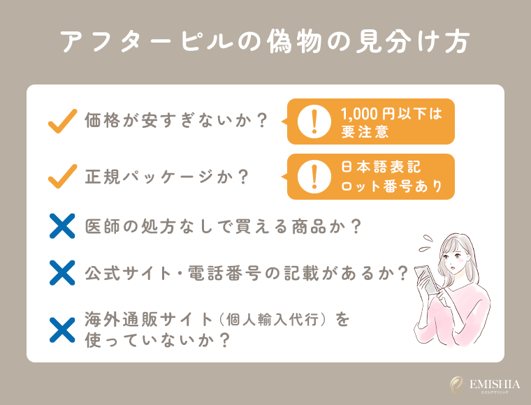 アフターピルの偽物の見分け方
