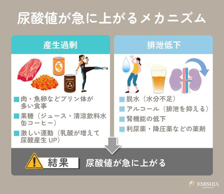 尿酸値が急に上がるメカニズム