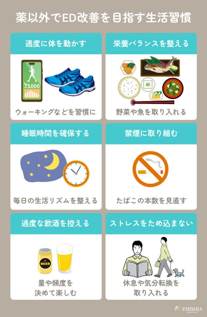 薬以外でED改善を目指す生活習慣